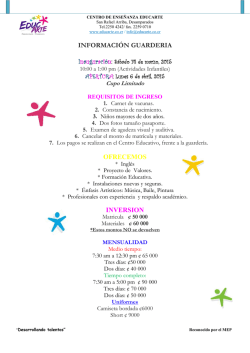 INFORMACI&Oacute;N GUARDERIA OFRECEMOS INVERSION