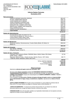 Informe Gastos Comunes Noviembre 2015 Observaciones:
