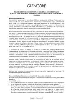 resumen ejecutivo de la respuesta de glencore al informe