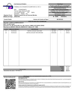 No. de Serie Certificado del CSD 00001000000301639418 RFC