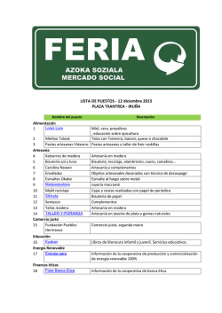 LISTA DE PUESTOS - 12 diciembre 2015 PLAZA TXANTREA