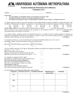 Examen Global de Estructura de la Materia. Trimestre 15-I