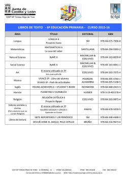 LIBROS DE TEXTO - 6&ordm; EDUCACI&Oacute;N PRIMARIA - CURSO 2015-16