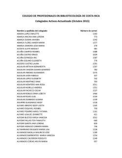 Listado Agremiados - Colegio de Bibliotecarios de Costa Rica