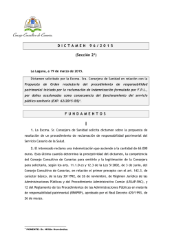 Dictamen 96/2015, solicitado por la Excma. Sra. Consejera de