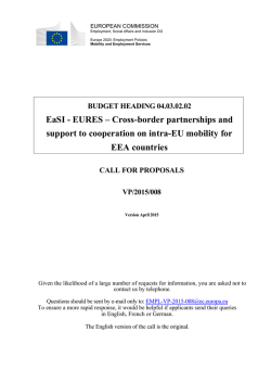 EaSI - EURES &ndash; Cross-border partnerships and support to
