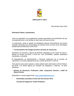 Circular N&ordm; 1 A&ntilde;o 2016 - Colegio Capell&aacute;n Pascal