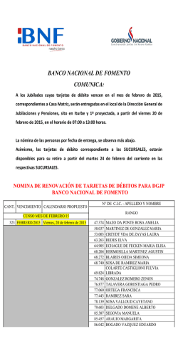 BANCO NACIONAL DE FOMENTO COMUNICA: