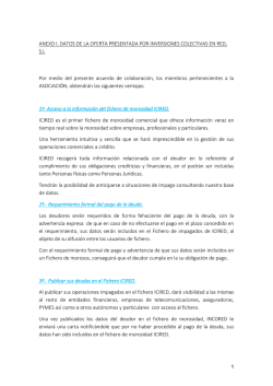 ANEXO I. DATOS DE LA OFERTA PRESENTADA POR