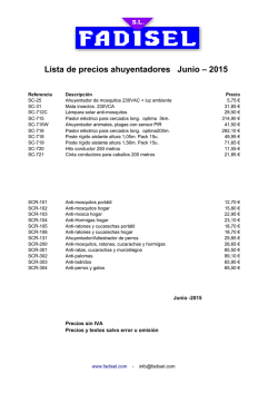 Lista de precios ahuyentadores Junio &ndash; 2015