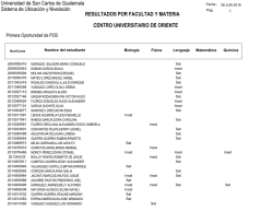 resultados por facultad y materia