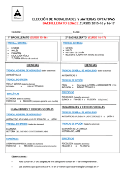 Elecci&oacute;n de modalidades y materias optativas Bachillerato LOMCE