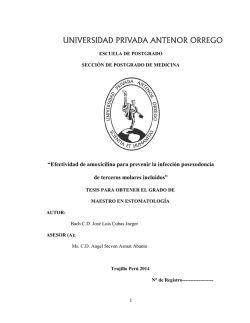 &ldquo;Efectividad de amoxicilina para prevenir la infecci&oacute;n