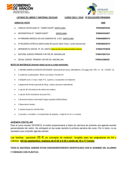 libros y materiales 4&ordm; curso 2.015-2.016