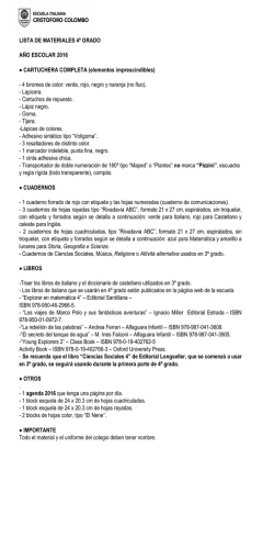 lista de materiales 4&ordm; grado - Escuela Italiana Cristoforo Colombo