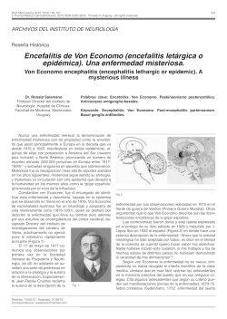 Encefalitis de Von Economo (encefalitis let&aacute;rgica o epid&eacute;mica). Una