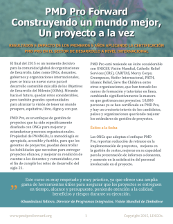 PMD Pro Forward Construyendo un mundo mejor, Un proyecto a la
