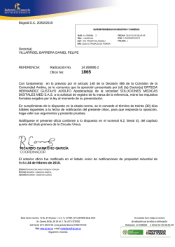 Bogot&aacute; D.C. 20/02/2015 Doctor(a) VILLARROEL BARRERA