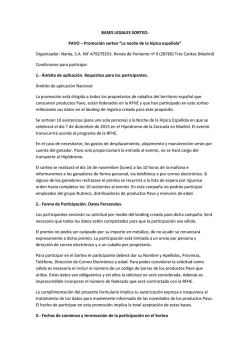 BASES LEGALES SORTEO: PAVO &ndash; Promoci&oacute;n sorteo &ldquo;La noche