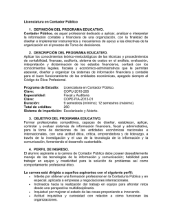Licenciatura en Contador P&uacute;blico 1. DEFINICI&Oacute;N DEL PROGRAMA