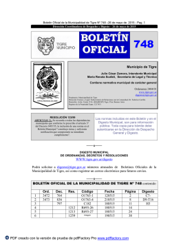 BOLET&Iacute;N OFICIAL 748 - Tigre Municipio