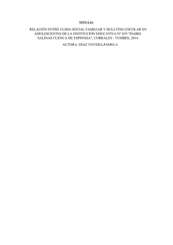 relaci&oacute;n entre clima social familiar y bullying escolar en
