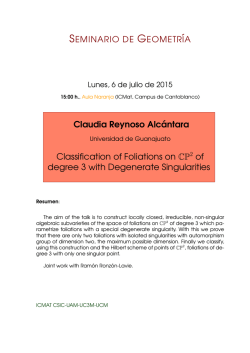 Claudia Reynoso Alc&acute;antara Classification of Foliations on