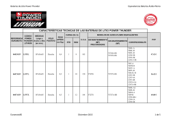 CARACTER&Iacute;STICAS TECNICAS DE LAS BATERIAS