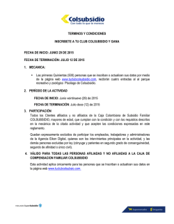 terminos y condiciones inscribete a tu club colsubsidio y gana fecha