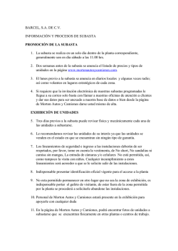 BARCEL, SA DE CV INFORMACI&Oacute;N Y PROCESOS DE SUBASTA