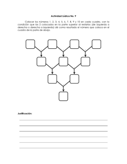 Actividad L&uacute;dica No. 9 Colocar los n&uacute;meros 1, 2, 3, 4, 5, 6, 7, 8, 9 y