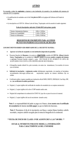 REQUISITOS DE INSCRIPCI&Oacute;N - CBT Dr. Alfonso Le&oacute;n de Garay