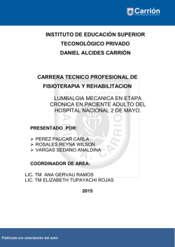 lumbalgia mecanica en etapa cronica en paciente adulto del