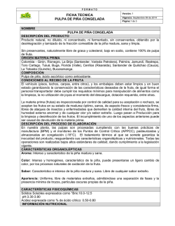FICHA TECNICA PULPA DE PI&Ntilde;A CONGELADA