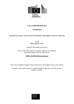 CALL FOR PROPOSALS VP/2015/011 EASI PROGRESS