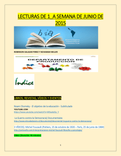 Lecturas de la Primera Semana de Junio 2015