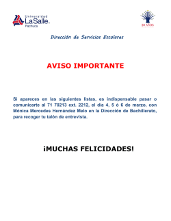 AVISO IMPORTANTE M&iexcl;MUCHAS FELICIDADES!