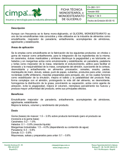 FICHA T&Eacute;CNICA MONOSTEAROL o MONOESTEARATO DE