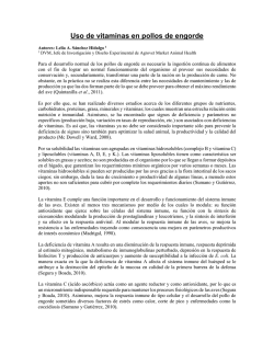 Uso de vitaminas en pollos de engorde