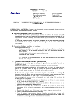 Politica devoluciones distribuidores