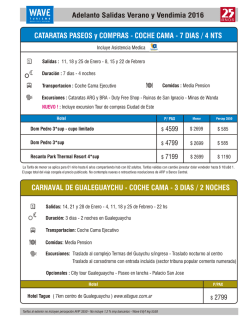 Adelanto Salidas Verano y Vendimia 2016