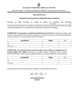 Acuerdo de aceptaci&oacute;n Manual de Convivencia A&ntilde;o Escolar 2015