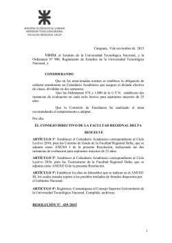 Calendario Acad&eacute;mico 2016 - UTN