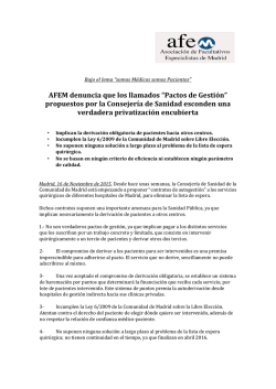 AFEM denuncia que los llamados &ldquo;Pactos de Gesti&oacute;n