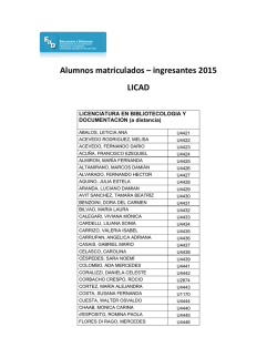 Alumnos ma atricula L ados &ndash; i LICAD ngresan ntes 20 015