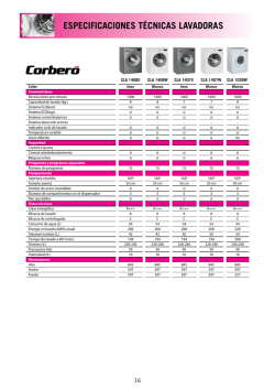 ESPECIFICACIONES T&Eacute;CNICAS LAVADORAS