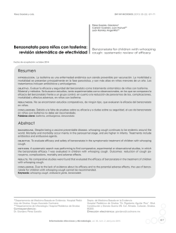 Benzonatato para ni&ntilde;os con tosferina: revisi&oacute;n sistem&aacute;tica de