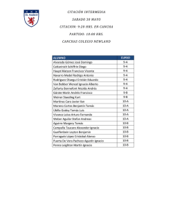 citaci&oacute;n intermedia sabado 30 mayo citacion: 9:20 hrs. en cancha