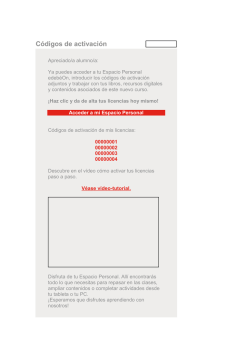 C&oacute;digos de activaci&oacute;n
