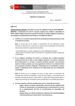 RESPUESTA A CONSULTAS Fecha: 28/09/2015 PA&Iacute;S: Per&uacute;